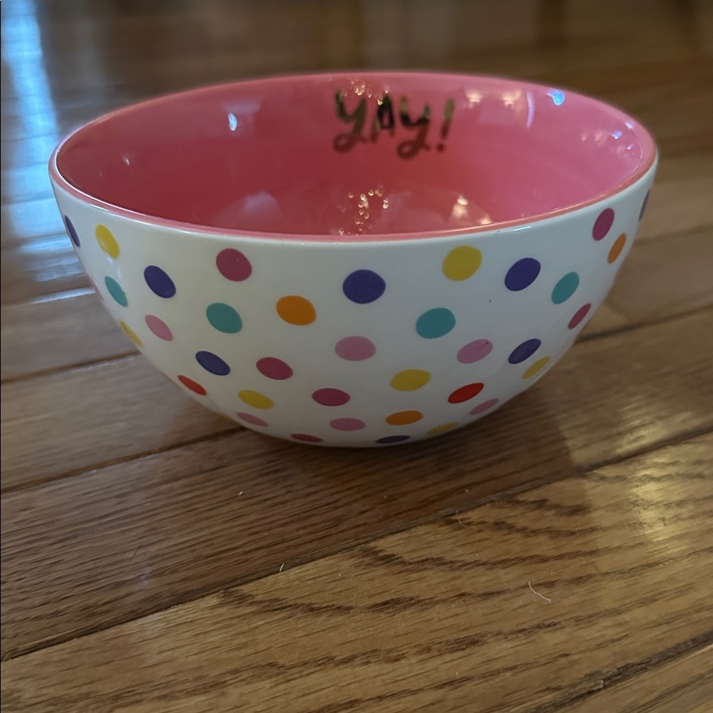 🟣 NEW Colorful Polka Dot Bowl pink yay! Purple yellow